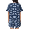thumbnail image 6 of Uemuo Navy Nautical Pattern Women's Short-Sleeved Pajama, Button-Front Loungewear, 2-Piece Summer Sleepwear, Elastic Drawstring Shorts-Large, 6 of 7