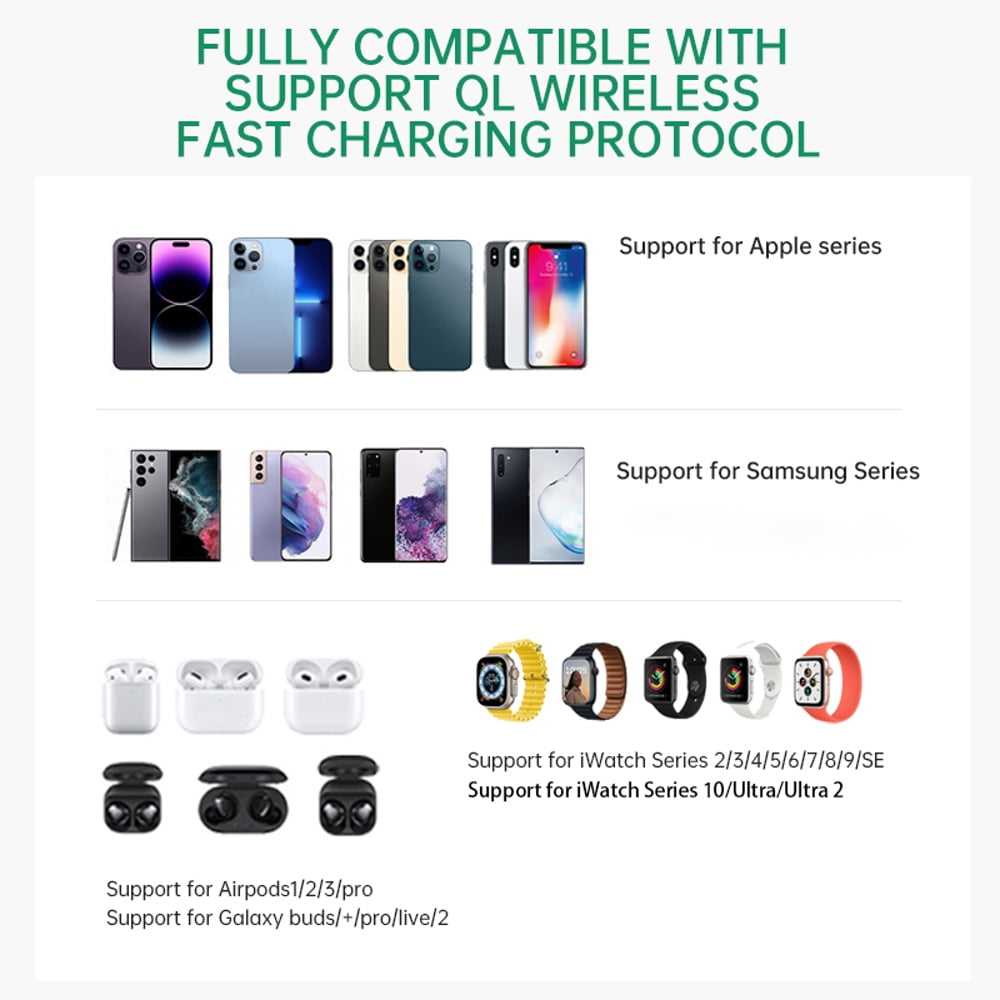 4 in 1 Wireless Charger & Power Bank for MagSafe Fast Charging Station Portable Battery for iPhone/i-Watch-White