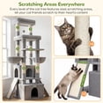 thumbnail image 4 of Globlazer 74" Symmetrical Cat Tree, Multi-Level Large Cat Tower with Scratching Post & Condo for Indoor Cats, Light Grey, 4 of 7