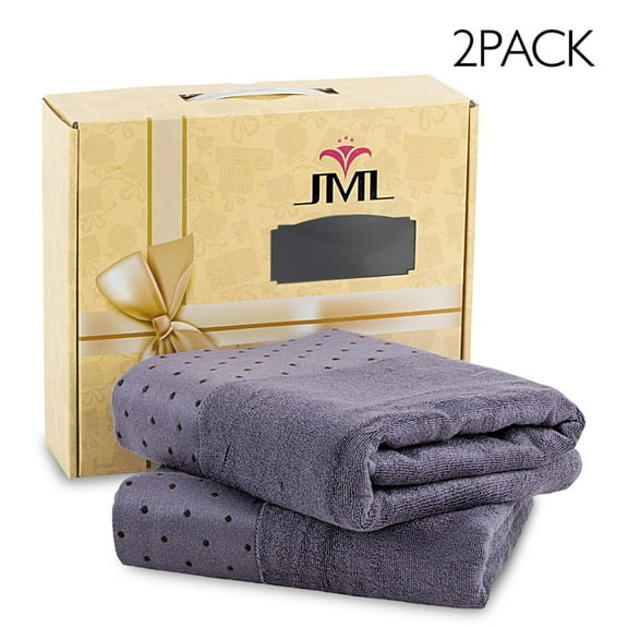 NC Cotton Blend Bath Towels 2 Pack, Soft Absorbent Breathable Quick Dry Towels, Gray