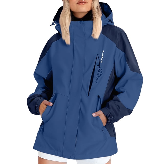 Breezora Veste Imperméable Résistante au Vent pour Femmes Imperméable Décontractée XXXXXL Taille Bleue