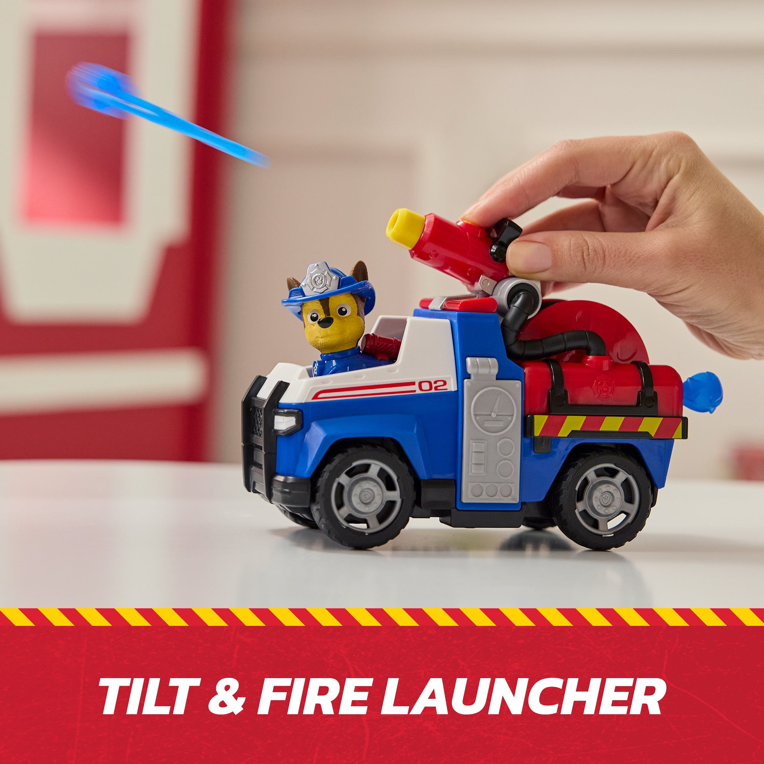 PAW Patrol Fire Rescue: Chase Rescue Fire Cruiser with Figure, Launcher & Accessories for Kids 3+, PAW Patrol Fire Rescue: Chase Rescue Fire Cruiser with Action Figure, Projectile Launcher, and Toy Truck, Kids Toys for Boys & Girls Ages 3 and Up
