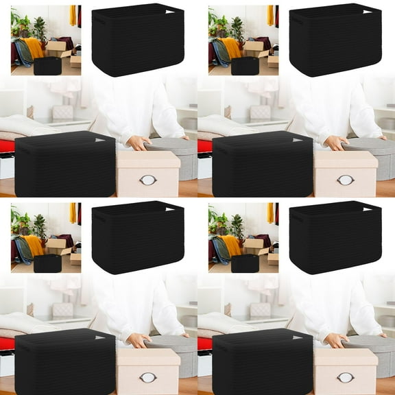 4-Pack Woven Storage Baskets - 14.7"L x 9.8"W x 8.8"H Organizer Bins for Shelves, for Toys, Books, Clothes & Pantry Organization