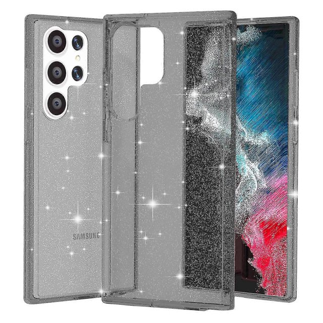 Funda para teléfono inteligente con purpurina en polvo para Samsung Galaxy S23 Ultra, borde de TPU + cubierta trasera de PC compatible con conexión inalámbrica -9365160146748 Estilo B Samsung Galaxy S