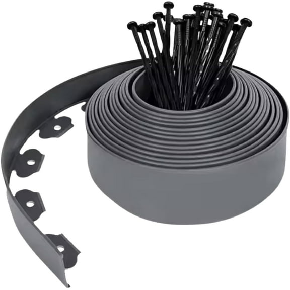 Landscape Edging Border 33 FT with 30 Spikes, 2" Tall No Dig Garden Edging Lawn Border, Flexible Edging (Black, 2IN × 33FT)