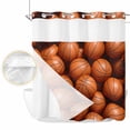 thumbnail image 2 of Basketball No Hook Shower Curtain Waterproof, Bathroom Curtains with Snap in Liners and See Through Top Window, Sports Brown Basketball Hotel Style Bathtub Curtains Shower 66"Wx72"L, 2 of 8