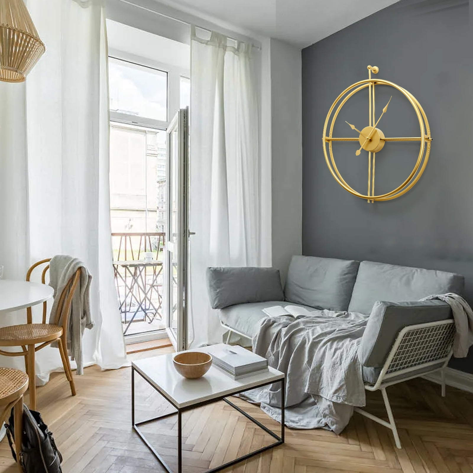 Gold Brass Wall Clock 24 Inch Wall Clocks for Living Room Decor Mordern Decorative Clock Minimalism Non Ticking Battery Operated Metal Clock for Living Room Kitchen and Office