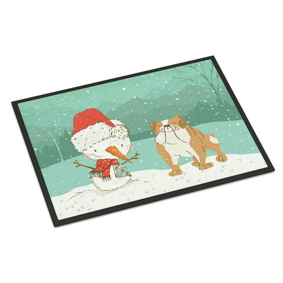Carolines Treasures CK2053JMAT English Bulldog Snowman Christmas Door Mat Indoor Rug or Outdoor Welcome Mat 24x36