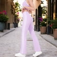 thumbnail image 4 of High Waist Flare Legging Pants with Side Stripes- Large, Purple, 4 of 6