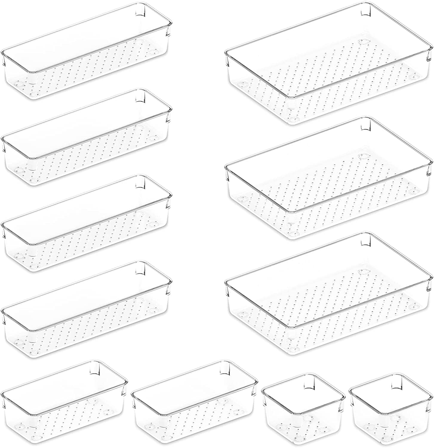 Lifewit 11 Pcs Drawer Organizer Set Clear Plastic Desk Bathroom Makeup