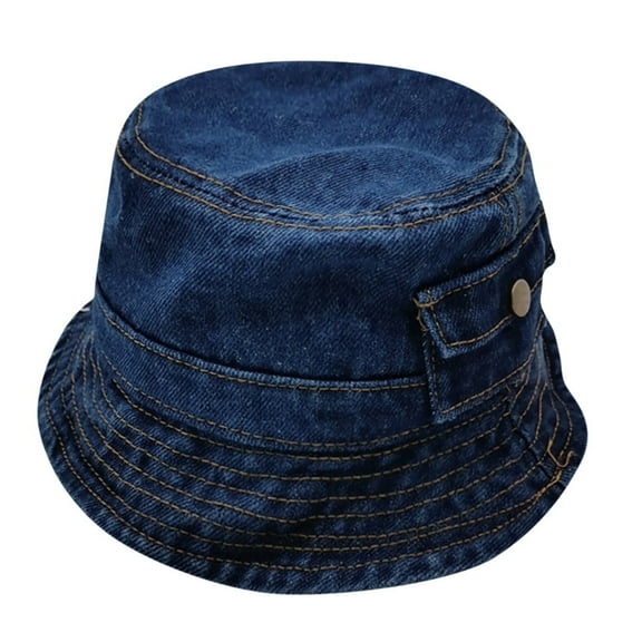 Hats For Boys Toddler Kids Fashion Denim Protection Sunscreen Cap Fisherman'S Hat Dark Blue One Size