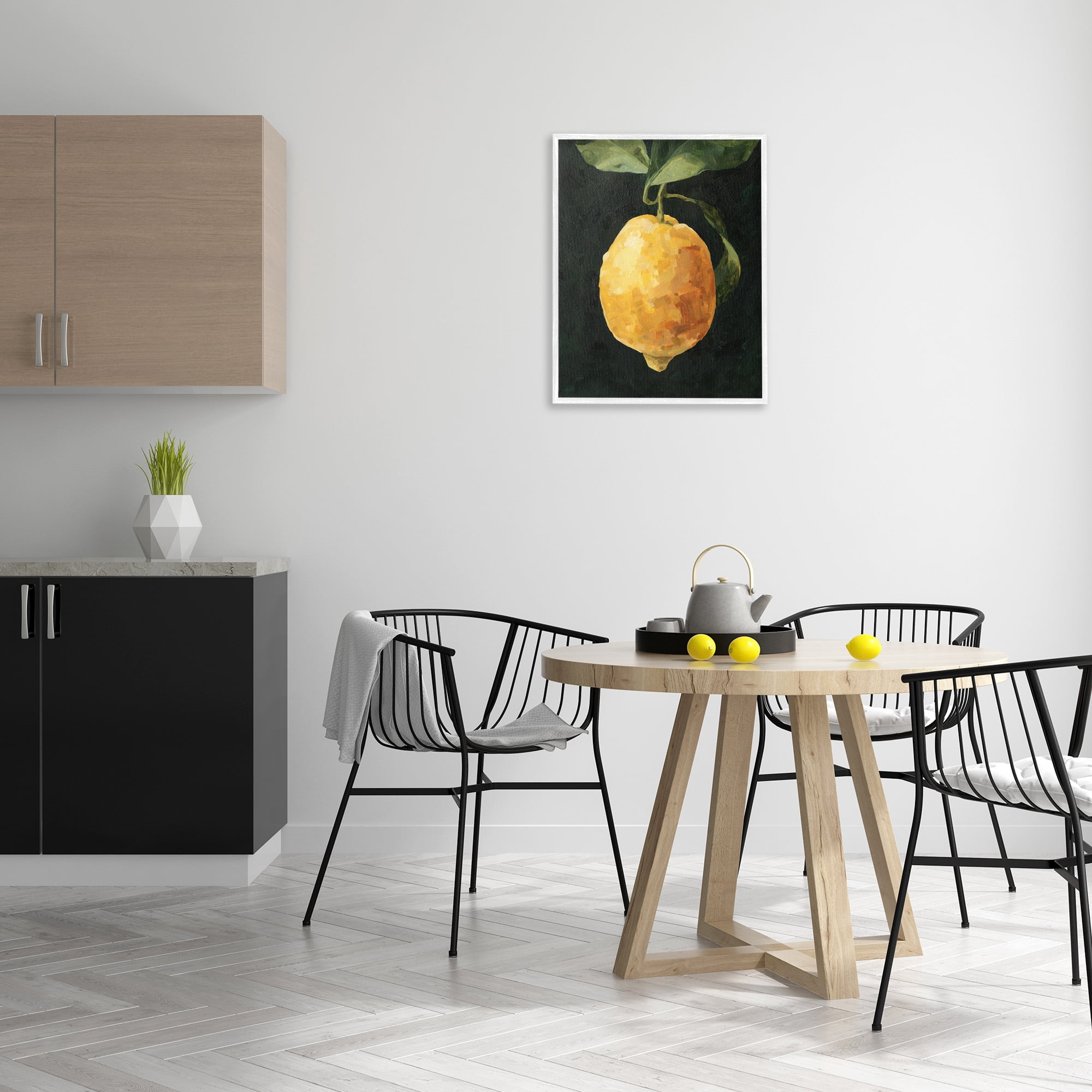 Stupell Industries Abstract Lemon on Vine Food & Beverage Painting White Framed Art Print Wall Art, 24 x 30