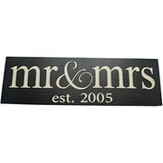 Local Artist Mr & Mrs Est. 20XX Anniversary Wood Sign ((Sm) Lowercase, 2005 Black)