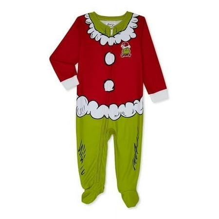 Grinch Character Christmas Fleece One-Piece Sleeper, 18 M