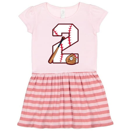 

Inktastic Baseball Second Birthday- two years old Gift Toddler Girl Dress