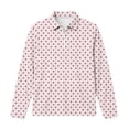 thumbnail image 4 of hotojiny Girls Long Sleeve Shirt Half Zip Collar Polka Dot Print Casual Loose Pullover Sports Top for Fall Winter(Pink,7-8 Years), 4 of 7