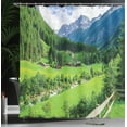 thumbnail image 4 of Ambesonne Nature Shower Curtain, Alpine Scenery Pastoral, 69"Wx75"L, Green White, 4 of 5