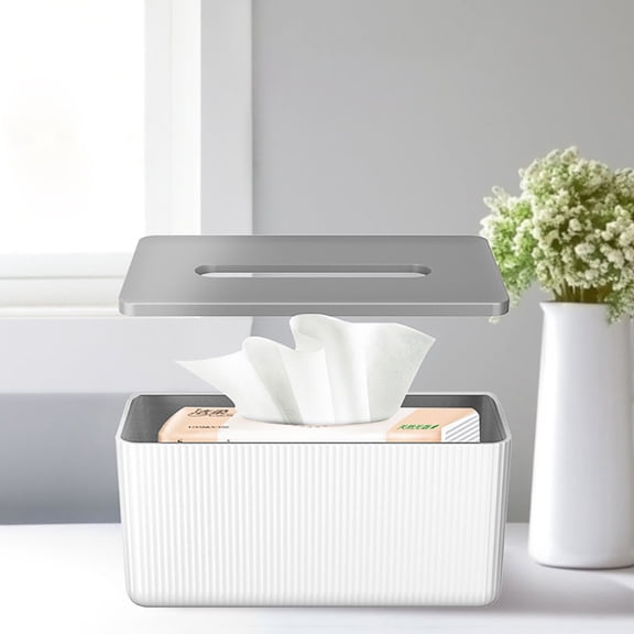 EXHUMKY White Tissue Box Holder for Office and Home, PP Plastic, Compact Size, 1 Piece Organizer