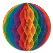 Club Pack of 24 Rainbow Color Honeycomb Hanging Tissue Ball Decorations 12"