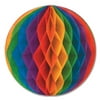 Beistle Club Pack of 24 Rainbow Color Honeycomb Hanging Tissue Ball Decorations 12"