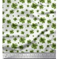 thumbnail image 1 of Soimoi White Georgette Viscose Fabric Clover Leaves Floral Print Print Fabric by the Yard 44 Inch Wide, 1 of 3
