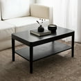 thumbnail image 3 of Kate and Laurel Talcott Modern Tiered Rectangle Coffee Table, 36 x 20 x 18, Black, Transitional Two-Tier Rectangular Living Room Table with Storage for Use as Ottoman Coffee Table, 3 of 9