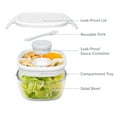 thumbnail image 6 of Bentgo Glass - Leak-Proof Salad Container with Large 61-oz Salad Bowl, 4-Compartment Bento-Style Tray for Toppings, 3-oz Sauce Container for Dressings, and Built-In Reusable Fork (White), 6 of 8