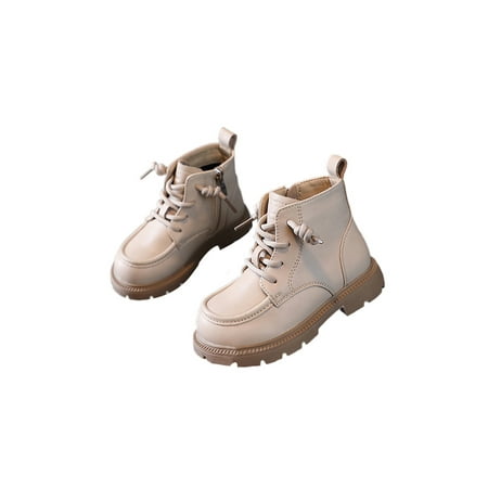 

Ritualay Kids Casual Bootie Platform Ankle Boots Cotton Lining Winter Warm Shoes Slip Resistant Non-Slip Booties School Outdoor Zipper Short Boot Beige 11C