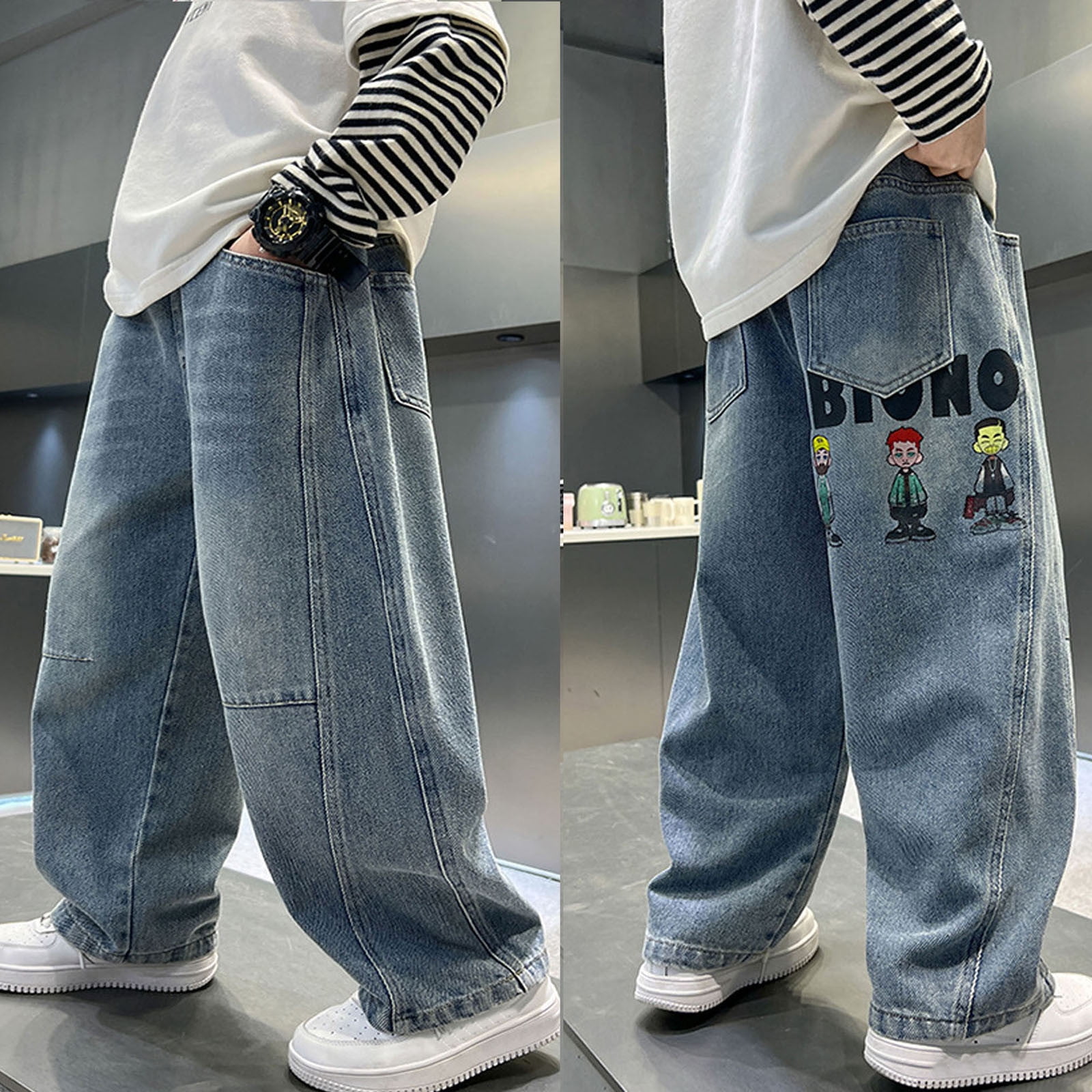 SUYIDA Relaxed Denim Jeans Boys 2025 Baggy Jeans Straight Leg