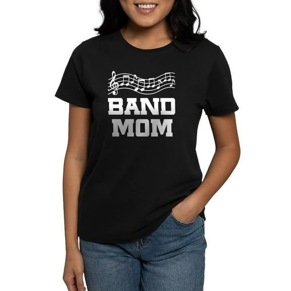 CafePress - Band Mom Staff Women's Dark T Shirt - Women's Traditional Fit Dark T-Shirt