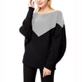 thumbnail image 2 of Lilgiuy Women's Long Sleeves Round Neck Stripe Loose Tops Blouse Thread Knitted Sweater,Gray,One Size 2022 Fall Winter, 2 of 5