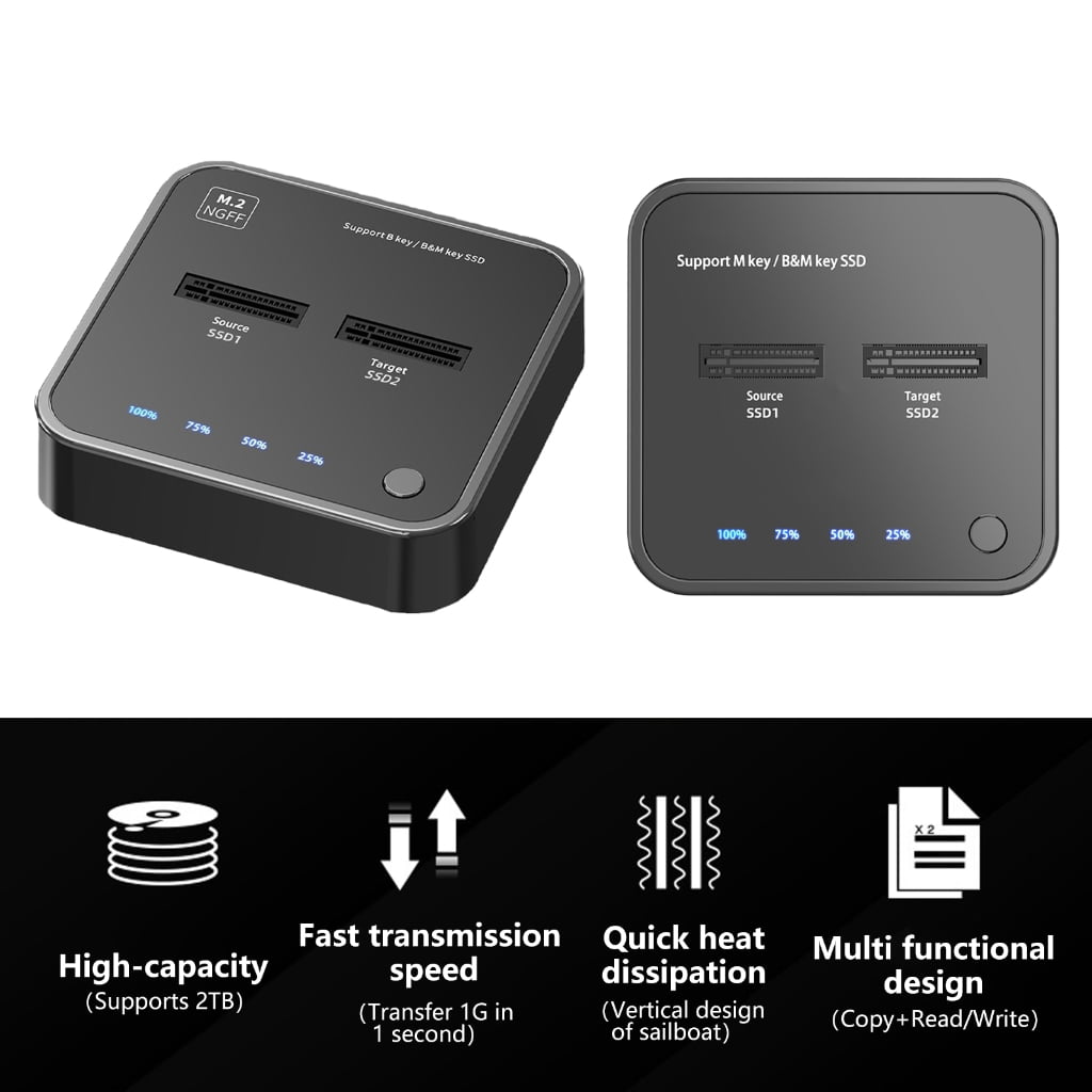 AOOOWER M.2 SSDs Enclosure with Offlines Clone Function, SATAs/PCIe Support, USB 3.1 Gens2 Interfaces for Fast 10Gbps Data Transfer