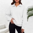 thumbnail image 4 of Women's Loose Casual Sweatshirts,2‑Button Collar Long Sleeve Solid Pullover Tops,Weekend Outing, 4 of 4