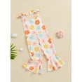 thumbnail image 2 of Suealasg Toddler Baby Girls Summer Flare Jumpsuit Floral/Butterfly Print Sleeveless Bell-Bottoms Romper Overalls, 2 of 7