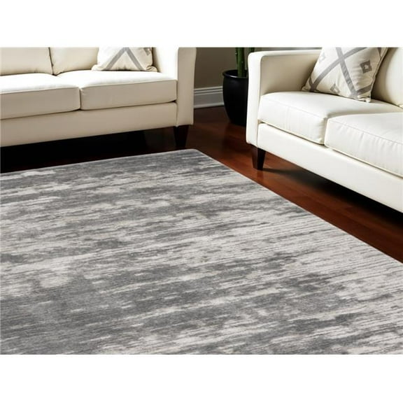 HomeRoots 551269 8 x 10 ft. Abstract Shag Rectangle Area Rug, Charcoal & Ivory
