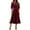 Wine, variant on Women's Dress Three Quarter Sleeve Elegant with Belt and Pocket Chic Midi Dress for Spring Fall Party Office,Black,L