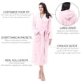 thumbnail image 2 of Bata larga de forro polar de felpa para mujer, piel de Cataluña, con capucha, rosa, 2 of 9
