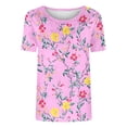 thumbnail image 6 of Busydd T Shirts for Women 2026 Printed Crew Neck Short Sleeve Summer Tops Slim Fit Casual Basic Tee Fashion Breathable Soft Stretchy Top for Daily #03Pink M, 6 of 6