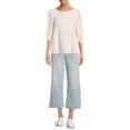 thumbnail image 5 of Time and Tru Women's High Rise Wide Leg Crop Utility Jeans, 26.5" Inseam, Sizes 2-20, 5 of 5