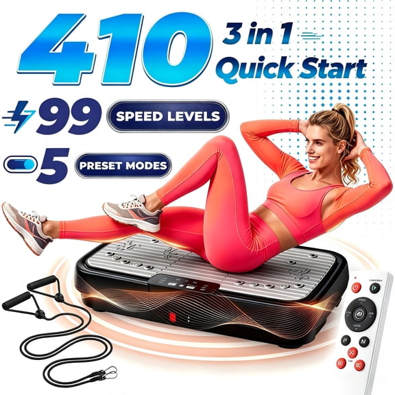 Vibration Plate Exercise Machine for Home, Whole Body Vibration Machine with 99 Speed Levels, 5 Preset Programs, Remote Control, 410 lbs Capacity