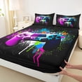 thumbnail image 3 of Manfei Pink Blue Game Controller Bed Sheets, Teens Gamer Gaming King Sheets, Modern Watercolor Graffiti Sheet Set Breathable Home Decor 4pcs, 3 of 7