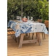 thumbnail image 3 of Outdoor Tablecloth with Umbrella Hole for Patio/Picnic/Party/Camping, Navy Blue Starfish Coastal Waterproof Table Cloth Rectangle Table Cover Washable, Vintage Nautical Summer Coral Shell (60"x 84"), 3 of 8