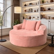 Ovios 58 Oversized Lounge Chair Round Cloud Deep Seat Accent Chair Plush Corduroy Boneless Sofa Chair for Living Room, Pink