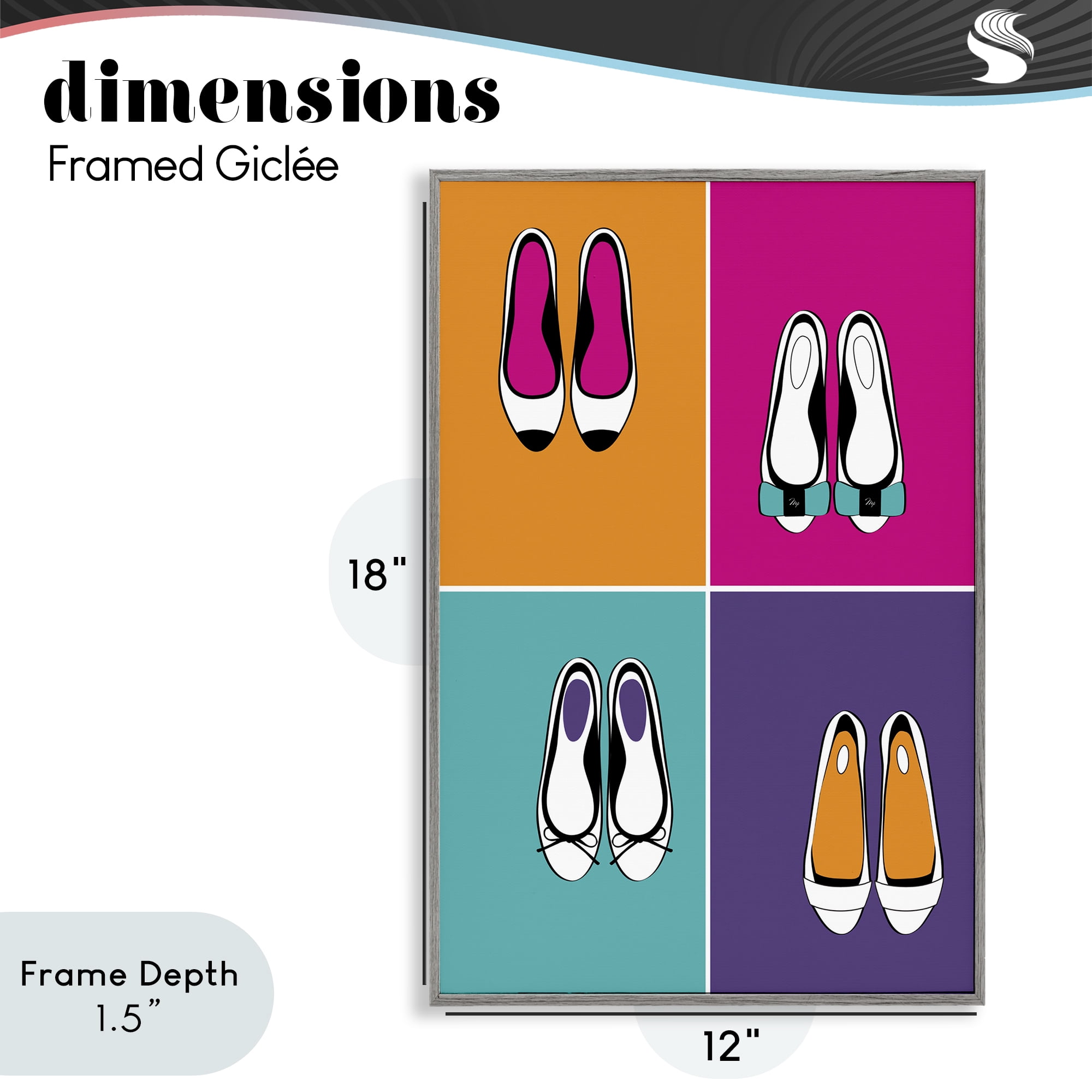 Stupell Industries Bold Pop Trendy Flats Gray Framed Giclee Art, design by Martina Pavlova