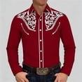 thumbnail image 2 of Mens Vacation Shirts Summer Western Cowboy Long Sleeve Embroidered Slim Fit Button Down with Pockets Mens Hawaiian Shirt, 2 of 4