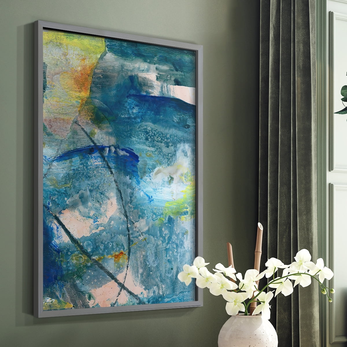 Spring Winds II Framed Print in Gray Solid Wood Framed Print No Nail Hanging