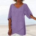 thumbnail image 2 of Womens Plus Size Clearance $5,The Fashion Women Summer Irregular Solid Top Blouse, 2 of 8