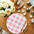 thumbnail image 2 of Pink Checkered Round 15 Inch Placemats Set of 8, Pink White Buffalo Plaid HeatResistant Non Slip Place Mats for Dining Table, Wipeable Braided Kitchen Table Mats for Housewarming, 2 of 9