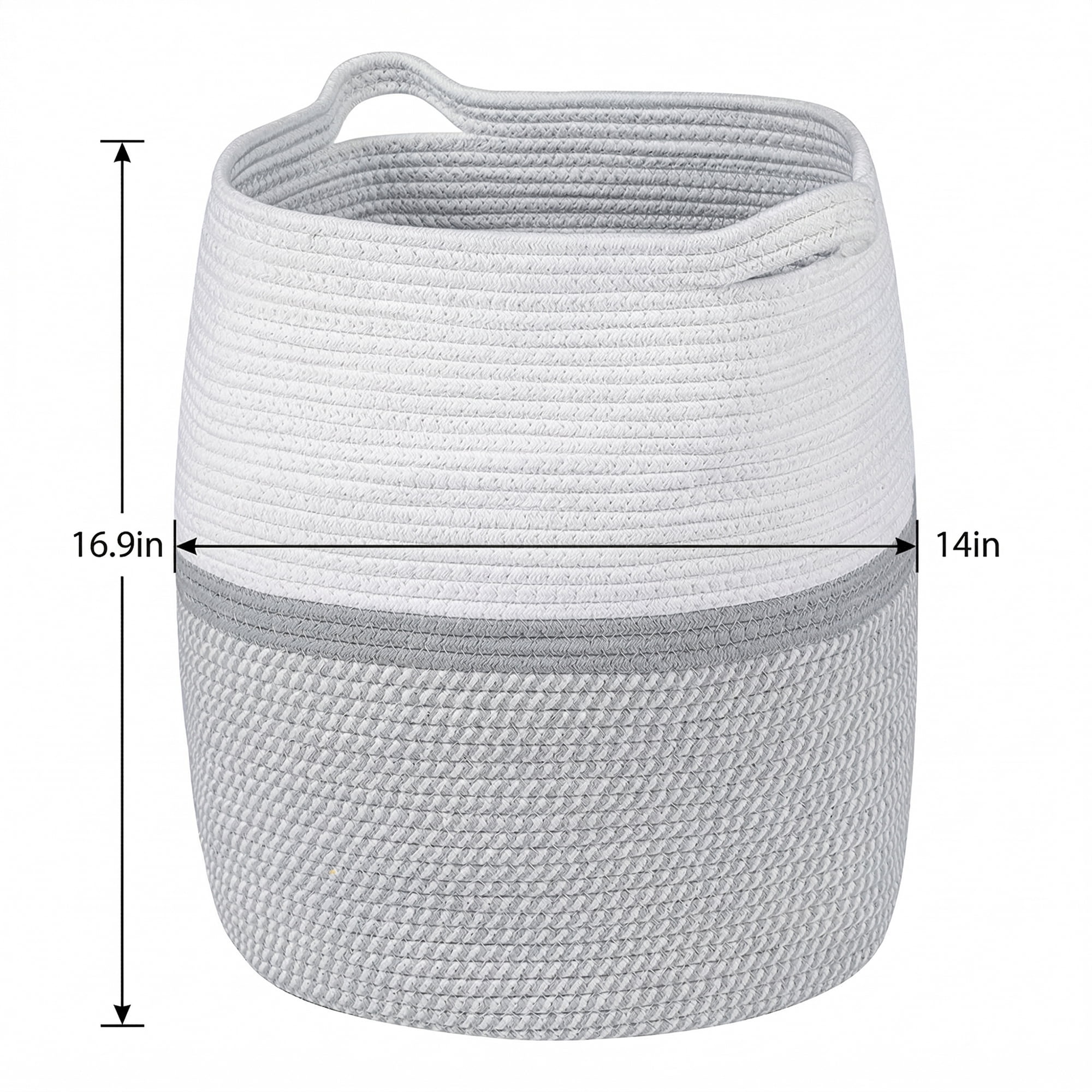 Unique Bargains Multiple Use Woven Shelf Closet Storage Bin White Grey 14*14*16.9in