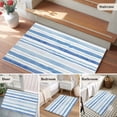 thumbnail image 6 of Blue Stripes Washable Small Entryway Area Rugs 2'x3', Abstract Watercolor Gradient Blue White Stripes Low Pile Throw Rug Non-Slip Sturdy Edge Binding Carpet for Front Door Floor Room Entry, 6 of 9